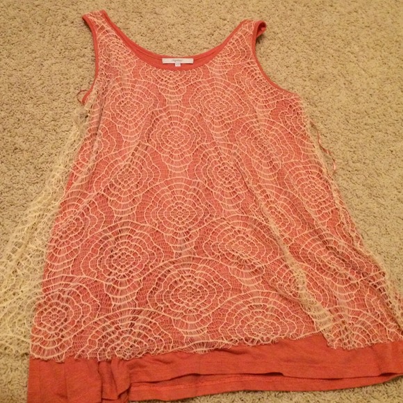 Pink with lace cover tank top