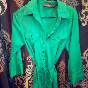 Kelly green shirt dress