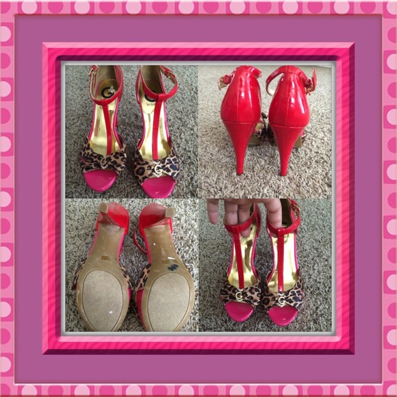 Leopard, Red & Pink Guess Heels
