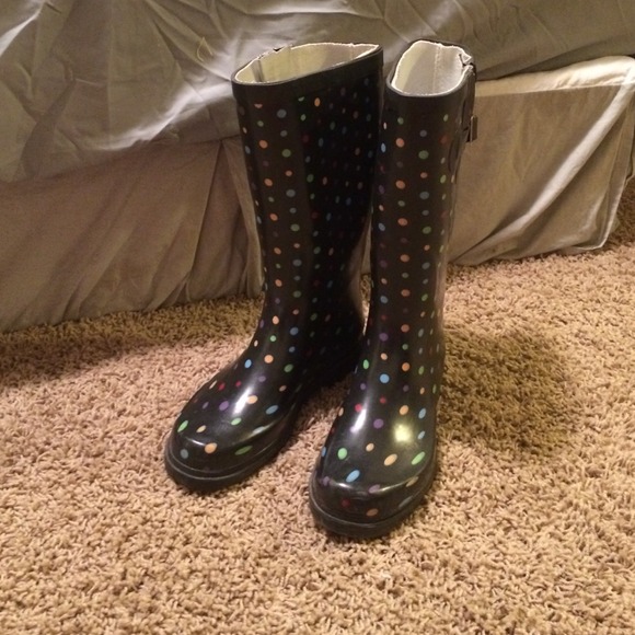 Polka dot rain boots