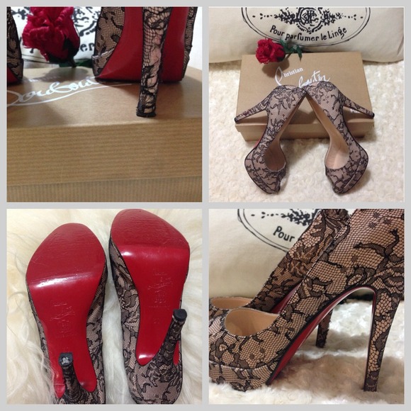 3⃣XHP9/3&9/13 CL Lace Peep Toe Heels Posh Shoes - Picture 4 of 4