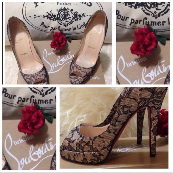 3⃣XHP9/3&9/13 CL Lace Peep Toe Heels Posh Shoes - Picture 3 of 4