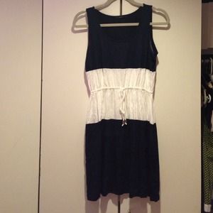 Navy and White Colorblock Dress