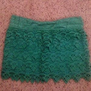 Mint green crochet skirt