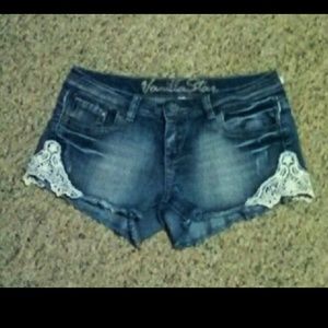 Denim crochet shorts size 5