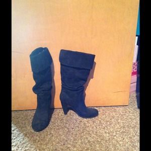 Faux suede slouch boots