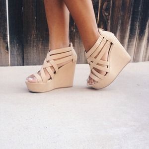 Size 8 Beige/Nude Wedges by BRASH