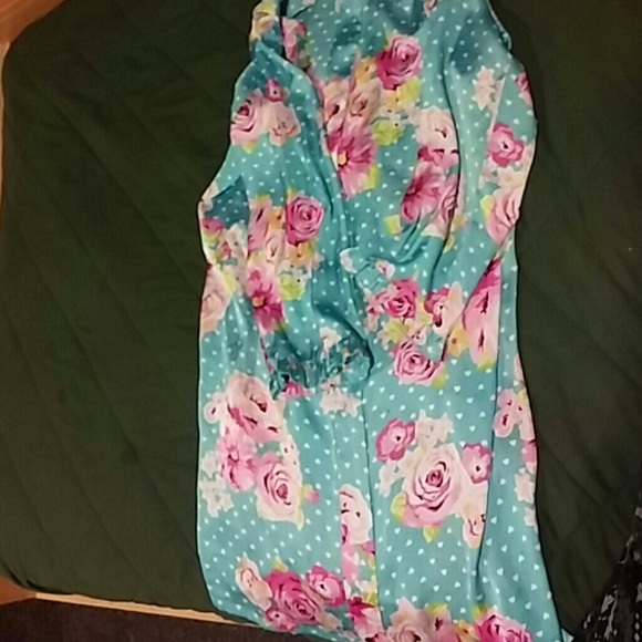 Floral heart printed robe