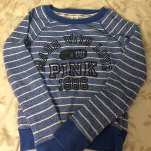 VS PINK blue and white striped sweatshirt