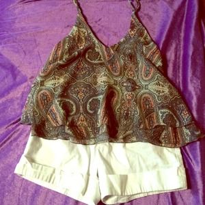 Flowy paisley low back tank