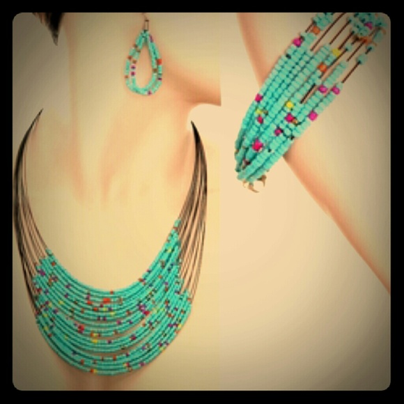 Necklace earring and bracelet set