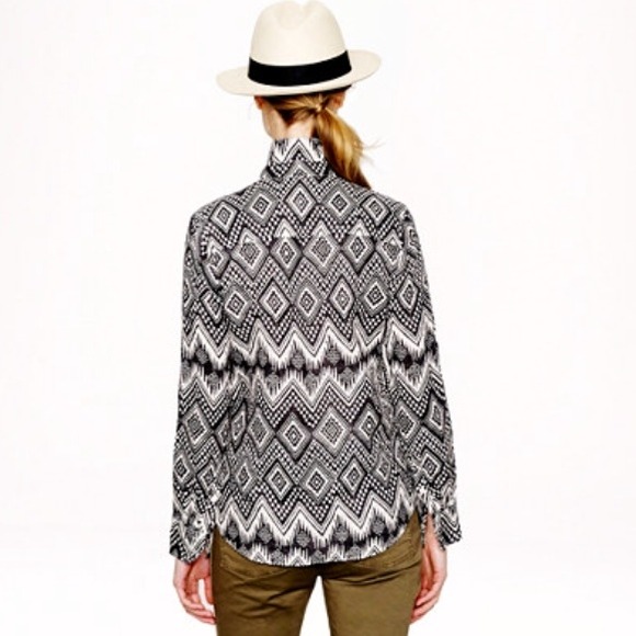 J. Crew Linen, diamond ikat shirt - Picture 3 of 4