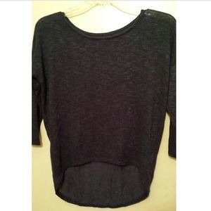 Navy blue 3/4 sleeve high-low