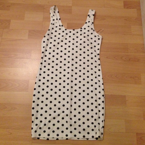 White with black polka dots dress