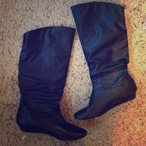 Black leather boots