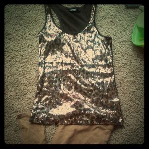 NWOT sequin  cheetah print tank