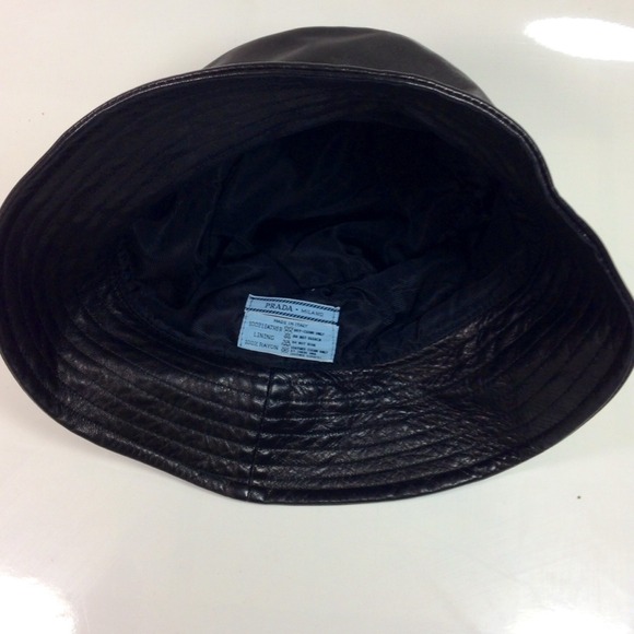 Authentic Black Lambskin Leather Bucket Hat