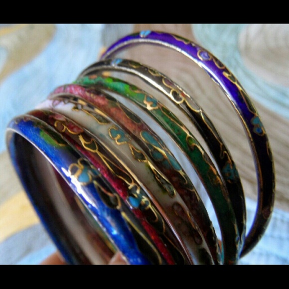 Vintage 7 Piece Closionne Bangle Set - Picture 2 of 3