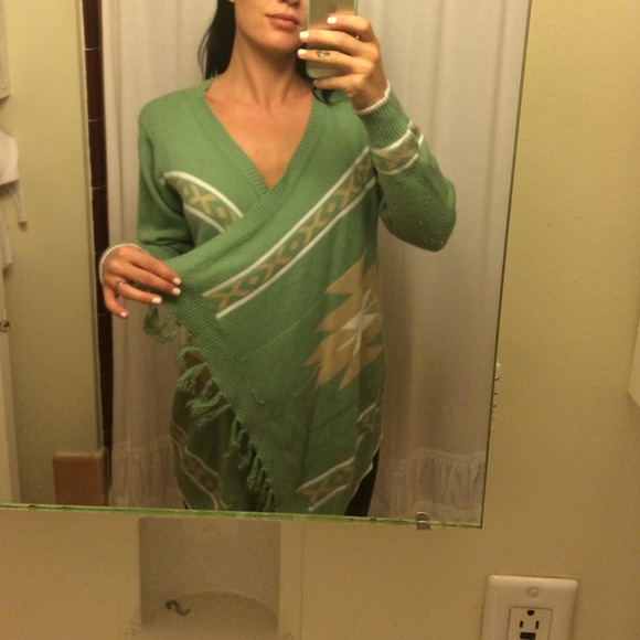 Open front sage Aztec sweater NO TRADES