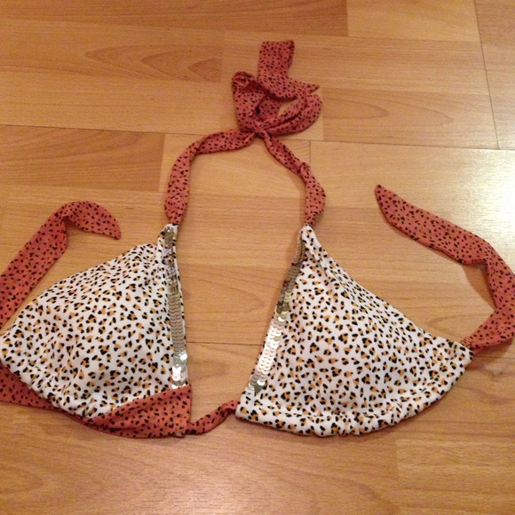 VS sequin leopard bikini top
