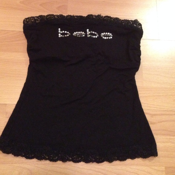 Bebe black with rhinestone tube top