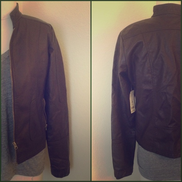 Brown Faux Leather Jacket