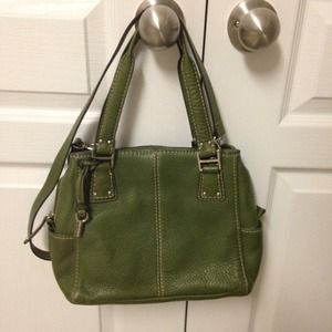 Green leather shoulder/hand bag