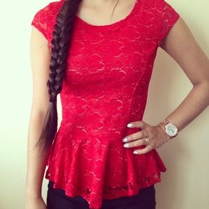 Red Stylish Lace Top