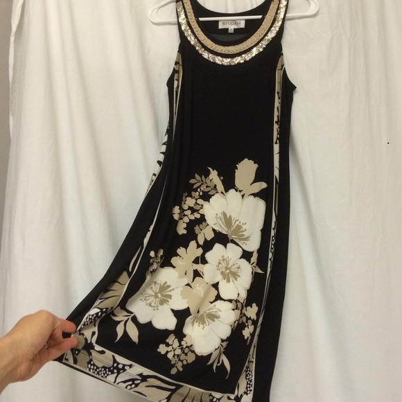 Black/cream floral dress