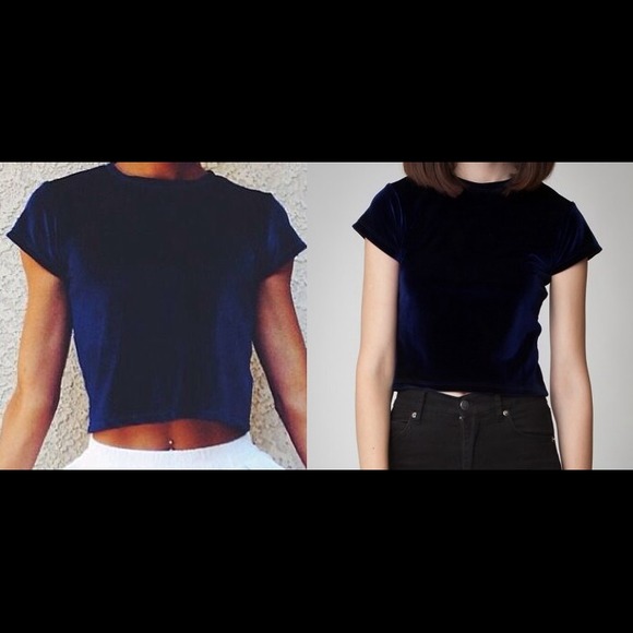 ISO blue velvet crop top