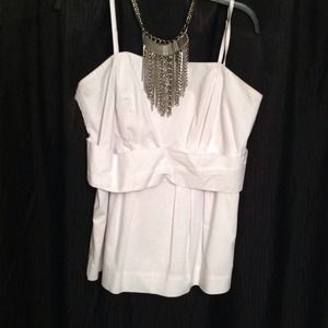 White cotton spaghetti strap bustier shirt