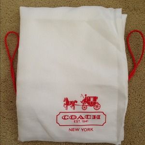 COACH Dust Cover Bag White Red Drawstring LARGE