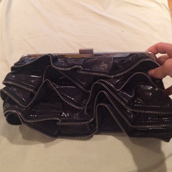 Moto Black zipper clutch