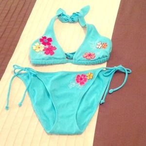 NEW Victoria's Secret aqua blue floral bikini