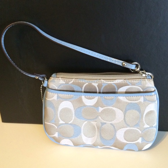 Coach Baby Blue Wristlet w/ Keychain