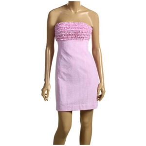 Lilly Pulitzer Pink Seersucker Tie-Back Dress