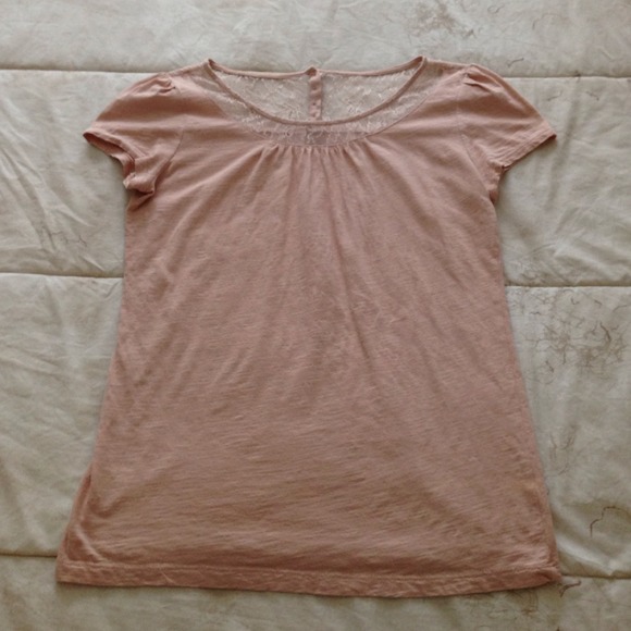 LOFT top with lace crew neck
