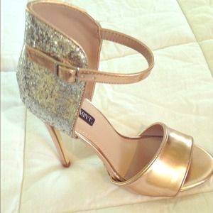 strappy gold heels
