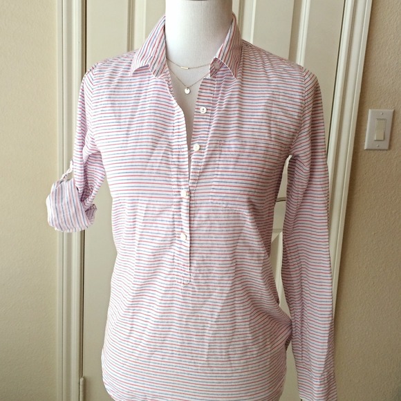 🆕j. crew dobby multi strip popover sz 0, worn 1x