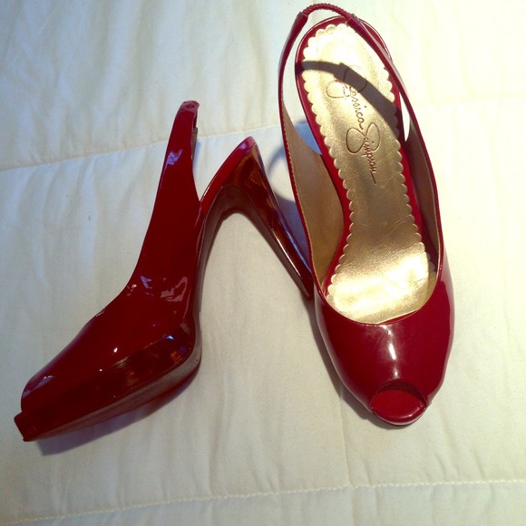 Jessica Simpson red and cheetah heels