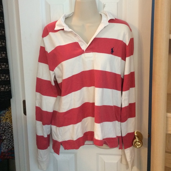 Ralph Lauren Tops - Ralph Lauren red and white long sleeved polo- xl