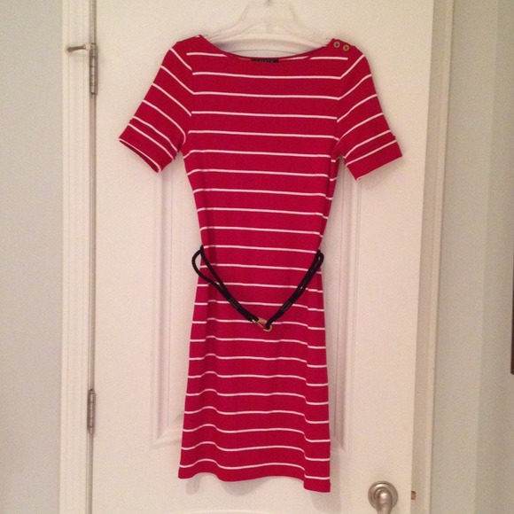 Ralph Lauren red and white stripe dress with belt
