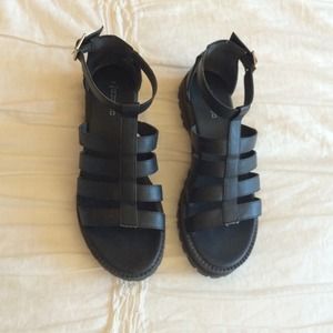Black caged sandals