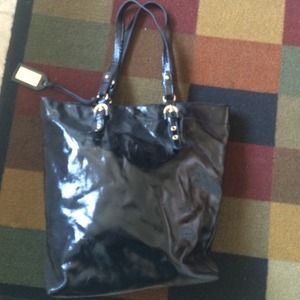 Black patent leather bag