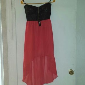 Strapless pink and black dress