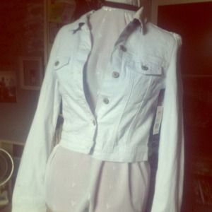 White Denim Crop-Style Jacket