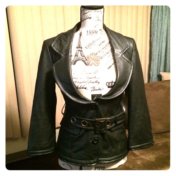 Black Leather MODA Blazer with Belt