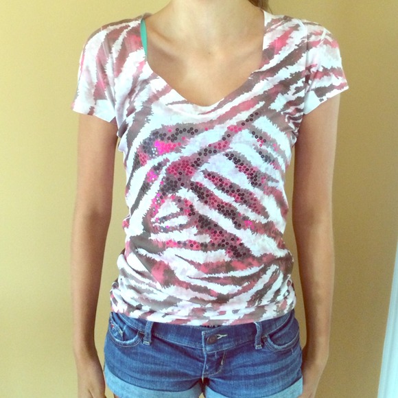 SALE LIMITED TIME Pink zebra print sequined too