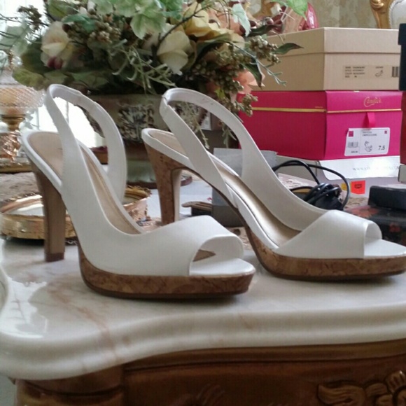 White sling backs peep toe