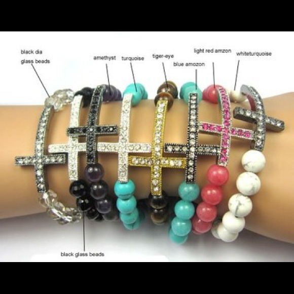 Turquoise Shamballa Cross Bracelet